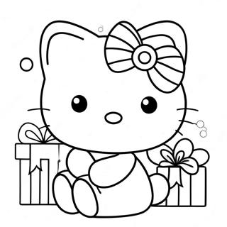 Halaman Mewarna Hello Kitty Menawan Dengan Hadiah Krismas 124125 58380