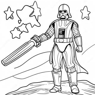 Halaman Mewarna Lightsaber Di Malam Berbintang Halaman Mewarna