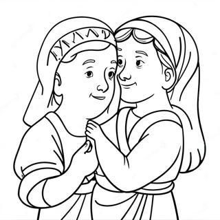 Halaman Mewarna Pelukan Ceria Ruth Dan Naomi 125129-59150