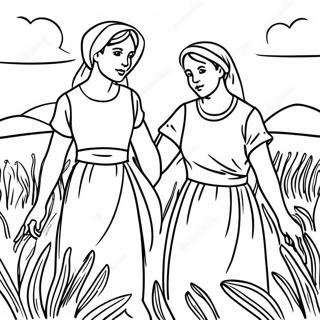 Halaman Mewarna Ruth Dan Naomi Di Ladang 125130-59156