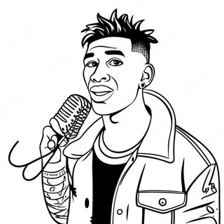 Halaman Mewarna Nle Choppa Dengan Mikrofon 125773-59650