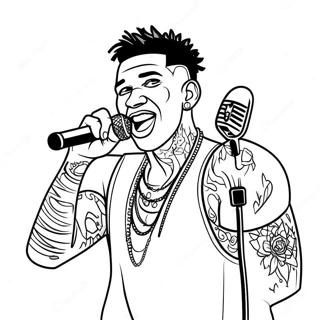 Halaman Mewarna Nle Choppa Dengan Mikrofon 125773-59651