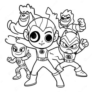 Laman Mewarna Beast Boy Dengan Rakan Superhero 126342-60093