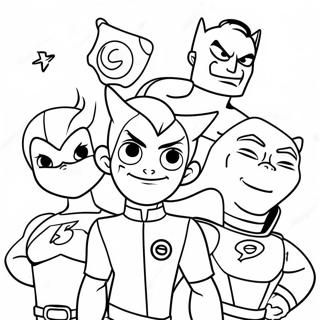 Laman Mewarna Beast Boy Dengan Rakan Superhero 126342-60094