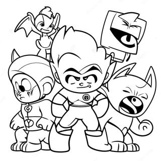 Laman Mewarna Beast Boy Dengan Rakan Superhero 126342-60095
