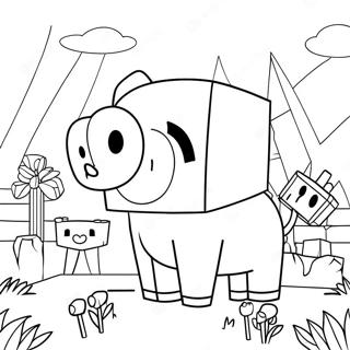 Babi Minecraft Halaman Mewarna