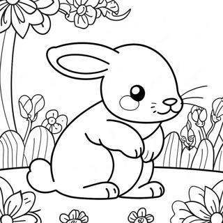 Halaman Mewarna Arnab Elegan Di Taman Bunga 127450-60949