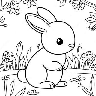 Halaman Mewarna Arnab Elegan Di Taman Bunga 127450-60950