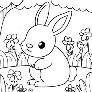 Halaman Mewarna Arnab Elegan Di Taman Bunga 127450-60951