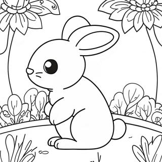 Halaman Mewarna Arnab Elegan Di Taman Bunga 127450-60952