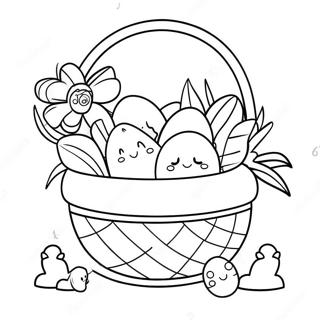 Halaman Mewarna Bakul Paskah Menawan Dengan Bunga 127451-60954
