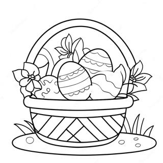 Halaman Mewarna Bakul Paskah Menawan Dengan Bunga 127451-60956