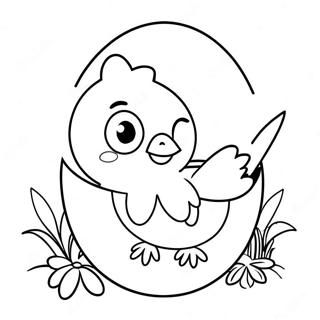 Halaman Mewarna Anak Ayam Lucu Mengintip Dari Telur 127452-60957