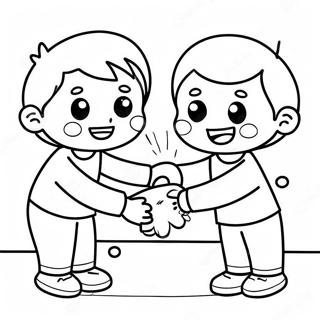 Halaman Mewarna Kanak Kanak Gembira Mencuci Tangan 128273-61715