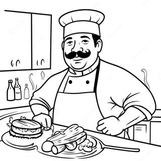 Halaman Mewarna Chef Bbq Yang Memasak 128482 61885