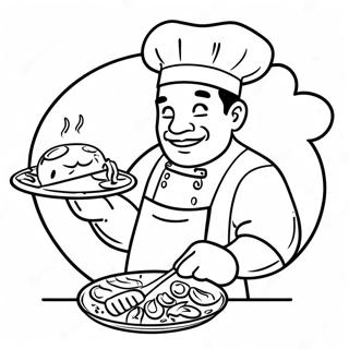 Halaman Mewarna Chef Bbq Yang Memasak 128482 61886