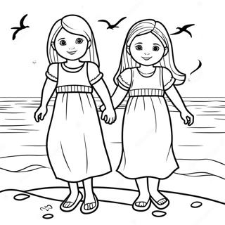 Sisters Di Pantai Halaman Mewarna 128820-62146