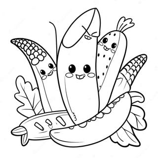 Halaman Mewarna Jagung Pelangi Yang Ceria Dengan Kawan Kawan 129791-62907