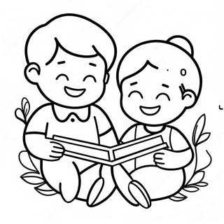 Halaman Mewarna Kanak Kanak Gembira Membaca 130482 63439