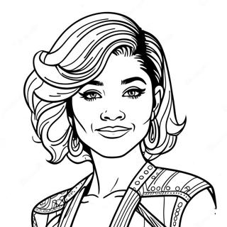 Halaman Mewarna Zendaya Dengan Rambut Bergaya 130767 63661
