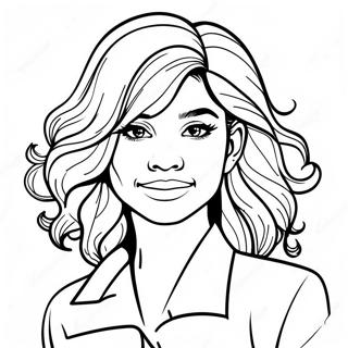 Halaman Mewarna Zendaya Dengan Rambut Bergaya 130767 63664