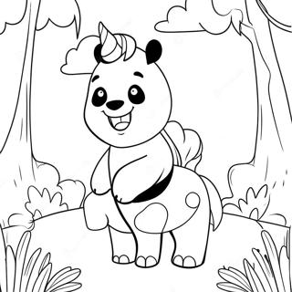 Halaman Mewarna Panda Unicorn Comel Di Hutan Magik 130790-63673