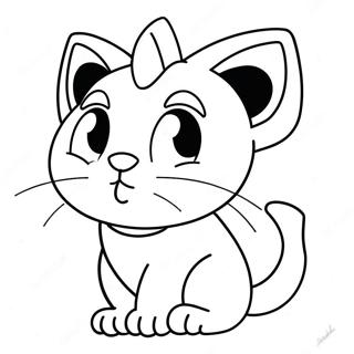 Halaman Mewarna Meowth Comel Dengan Mata Besar 131204-63990