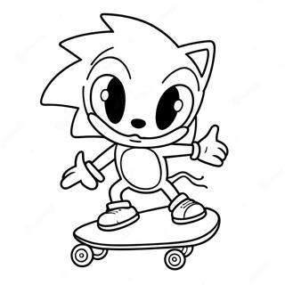 Halaman Mewarna Sonic Krim Bermain Di Atas Skateboard 131386-64142