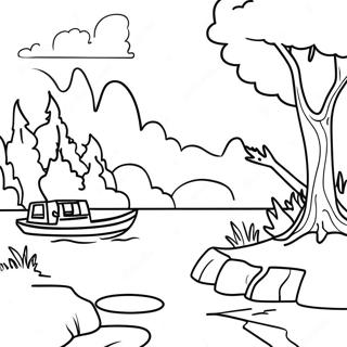 Halaman Mewarna Pemandangan Sungai Tenang 131796-64452