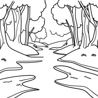 Halaman Mewarna Sungai Mengalir Dengan Pokok 131798 64457