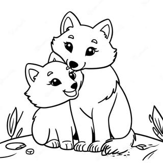 Halaman Mewarna Rubah Artik Bermain Dengan Anak 131823 64476