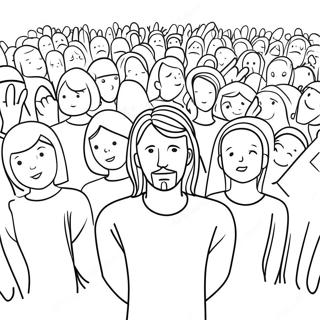 Orang Ramai Mendengar Yesus Halaman Mewarna 132464 64980