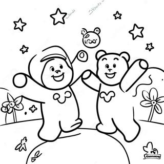 Halaman Mewarna Beruang Gummy Menari Di Bawah Bintang 132953 65362