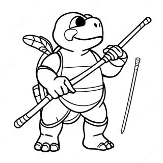 Halaman Mewarna Donatello Dengan Tongkat Bo Halaman Mewarna
