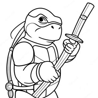 Halaman Mewarna Donatello Dengan Tongkat Bo Halaman Mewarna