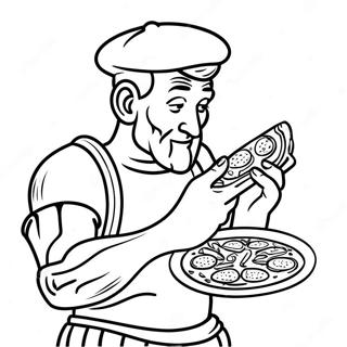 Halaman Mewarna Michelangelo Makan Pizza Halaman Mewarna
