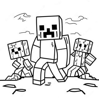 Zombie Minecraft Halaman Mewarna