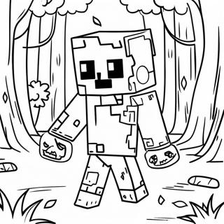 Halaman Mewarna Zombie Minecraft Di Dalam Hutan 133263-65577