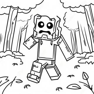 Halaman Mewarna Zombie Minecraft Di Dalam Hutan 133263-65578