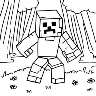 Halaman Mewarna Zombie Minecraft Di Dalam Hutan 133263-65580