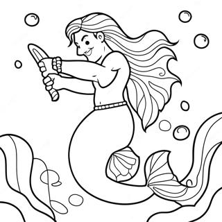 Halaman Mewarna Manusia Laut Yang Megah Dengan Rambut Panjang 133544-65813