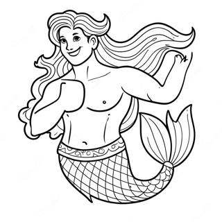 Halaman Mewarna Manusia Laut Yang Megah Dengan Rambut Panjang 133544-65814