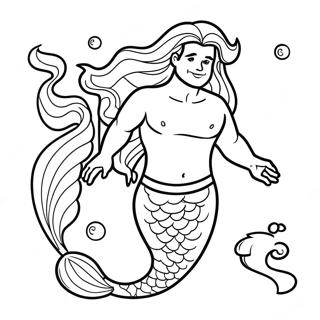 Halaman Mewarna Manusia Laut Yang Megah Dengan Rambut Panjang 133544-65815