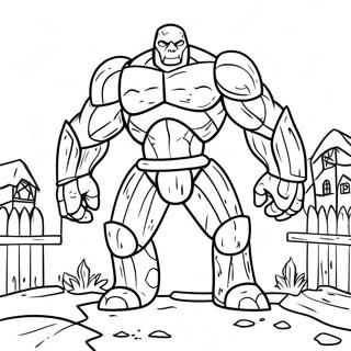 Laman Mewarna Iron Golem Di Dalam Kampung 133597 65859