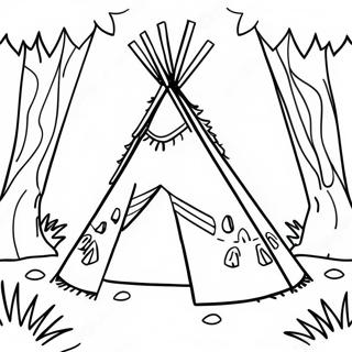 Halaman Mewarna Teepee Berwarna Warni Di Hutan 133699-65925