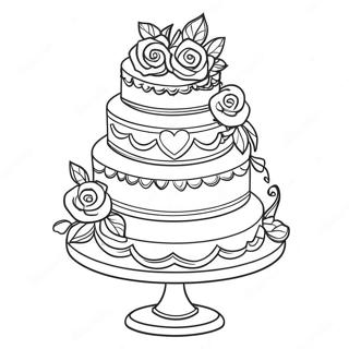 Halaman Mewarna Kek Perkahwinan Elegan 13416-2942