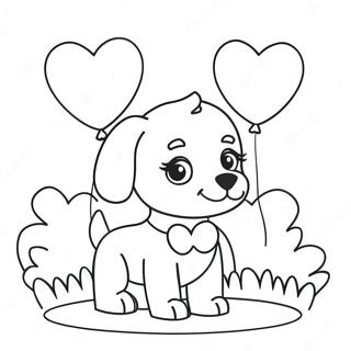 Halaman Mewarna Anjing Puppy Barbie Dengan Belon Hati 134392 66474