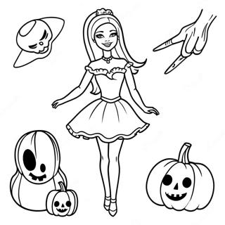 Halloween Barbie Halaman Mewarna