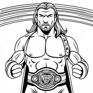 Halaman Mewarna Triple H Yang Dinamik Memegang Dua Gelang 134984-66935