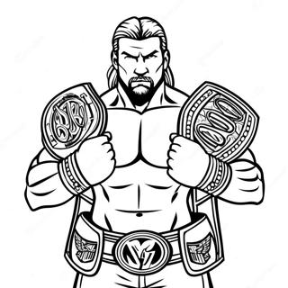 Halaman Mewarna Triple H Yang Dinamik Memegang Dua Gelang 134984 66936